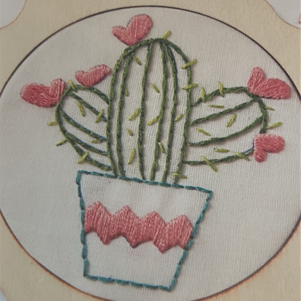 💕 Bucilla My 1st Stitch Cactus Embroidery Kit With Pink and Green Threads New - Picture 9 of 10